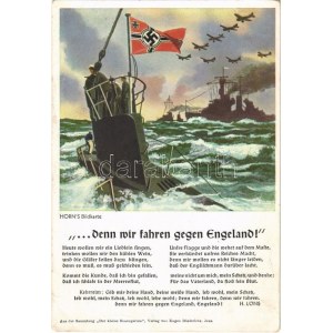 Serie..., denn wir fahren gegen Engeland! 12 Horn's Kunstpostkarten. Nr. 1940/3. / WWII German military battleship...
