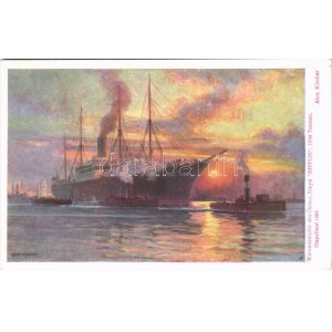 Warendampfer des Österr. Lloyd NIPPON, 1364 Tonnen, Stapellauf 1901. Österr. Flottenverein Serie III. Nr. 7. s...