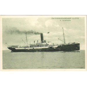 Österreichischer Lloyd D. Albanien / SS Albanien. Hátoldalon litho zászlók ...