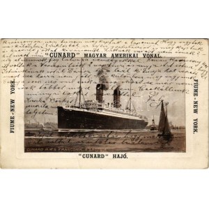 1913 Cunard RMS Franconia & Laconia Magyar Amerikai Vonal kivándorlási hajói. Fiume-New York ...