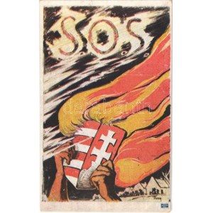 SOS! Kiadja Magyarország Területi Épségének Védelmi Ligája / Hungarian irredenta propaganda, Trianon, coat of arms s...