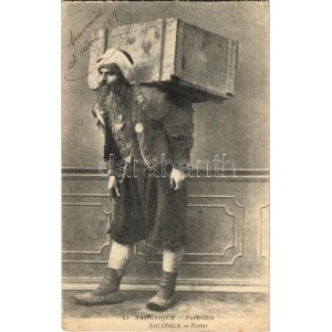 1918 Salonique, Portefaix / Jewish porter in Salonica (Thessaloniki). Phototypie Baudiniere. Judaica ...