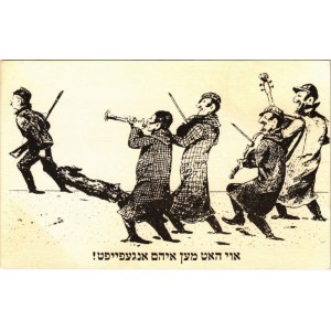 Zsidó muzsikusok vadászatkor. Judaika, héber nyelv / Jewish musicians during hunting. Judaica...