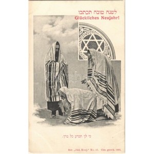 Glückliches Neujahr! Ser. Jüd. Neuj. No. 13. 1905. Verlag Norbert Ehrlich / Héber nyelvű zsidó újévi üdvözlet ...