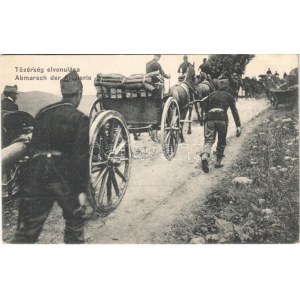Tüzérség elvonulása / Abmarsch der Artillerie / WWI Austro-Hungarian K.u.K. military, artillery (EK...