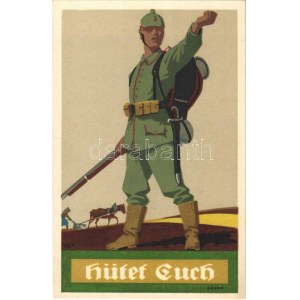 Hütet euch! / WWI German military art postcard. Berger & Röckel Nr. 4440. litho s: W. I.