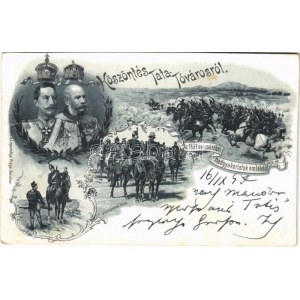 1897 (Vorläufer) Köszöntés Tata-Tóvárosról. Az 1897. évi császári hadgyakorlatok emlékéül...