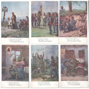10 darabos képeslap sorozat: Első világháborús magyar katonai és vallásos művészlapok ...