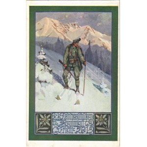 K. K. Landesschützenregiment Trient Nr. 1. / WWI Austro-Hungarian K.u.K. military art postcard, mountain troops...