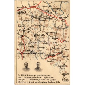 Az 1911. évi sáros- és zemplén megyei nagy fegyvergyakorlatok tájékoztató térképe. Franklin Társulat / Orientierungs...