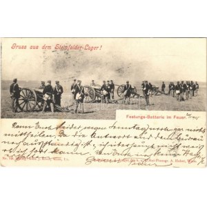 1905 Gruss aus dem Steinfelder-Lager! Festungs-Batterie im Feuer. Nr. 19. Alex J. Klein, Wien / Osztrák...
