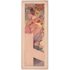 Jugendstil Post-Karte / Art Nouveau postcard. Achr. (?) (25,7 x 10 cm)