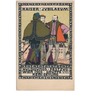 1908 Wien, Kaiser-Jubiläum Huldigungs-Festzug Gruppe VIII. Wiener Werkstätte No. 164. s...