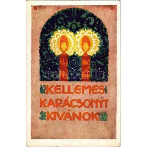 Kellemes karácsonyt kívánok! Rigler József Ede kiadása (R. J. E.) / Hungarian Christmas greeting art postcard s: B.G...