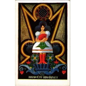 Húsvéti üdvözlet! Rigler József Ede kiadása (R. J. E.) 303. / Hungarian Easter greeting art postcard (Rb...