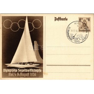 1936 Olympische Segelwettkämpfe Kiel / 1936 Summer Olympics advertisement card, sailing competitions in Kiel...