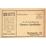 Kola-Lecithin an die Expedition der Opern-Apotheke / Opera gyógyszertár német nyelvű gyógyszer reklám, Budapest...