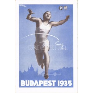 1935 Budapest VI. Főiskolai Világbajnokság reklámlapja. Magyar Főiskolai Sportegyletek Egyesülése kiadása ...