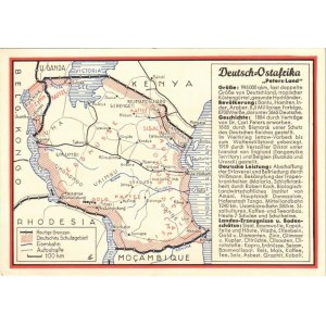 1940 Deutsch-Ostafrika Peters-Land. Verlag des Reichskolonialbundes / Map of German East Africa + So...
