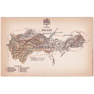 Kolozs vármegye térképe. Kiadja Károlyi Gy. / Map of Cluj county (szakadás / tear)