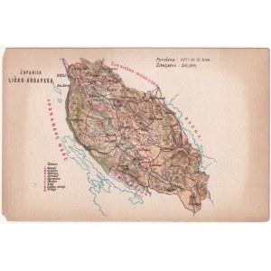 Lika-Korbava vármegye térképe. Kiadja Károlyi Gy. / Zupanija Licko Krbavska / Map of Lika-Krbava county (EM...