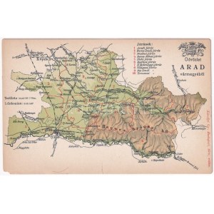 Arad vármegye térképe. Kiadja Károlyi Gy. / Map of Arad county (EM)