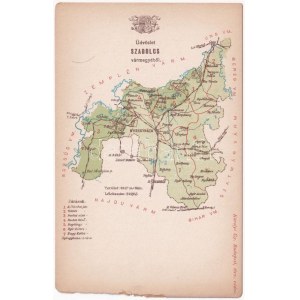 Szabolcs vármegye térképe. Károlyi Gy. kiadása / map of Szabolcs county (szakadások / tears)