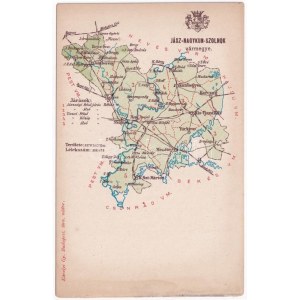 Jász-Nagykun-Szolnok vármegye térképe. Kiadja Károlyi Gy. / Map of Jász-Nagykun-Szolnok county