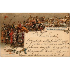 1899 (Vorläufer!) Mátyás királlyá való kikiáltása. Ezredéves Országos Kiállítás / Proclamation du roi Mathias I ...