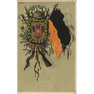 1917 Habsburg Monarchia zászlója és címere / Flag and coat of arm of the Habsburg Monarchy. V.B. & O.L. 8794...