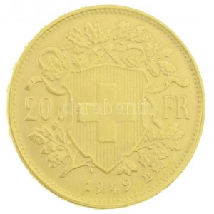Svájc 1949B 20Fr Au Helvetia Bern (6,45g/0.900) T:1-,2 / Switzerland 1949B 20 Francs Au Helvetia Bern (6,45g/0.900...