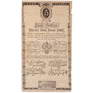 1806. 5G Bécsi városi bankócédula vízjeles papíron T:III-,IV / Habsburg Monarchy 1806. 5 Gulden Wiener-Stadt Banco...
