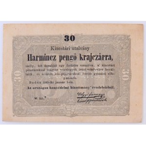 1849. 30kr Kossuth bankó dátumban -IKI sajtóhibával T:III / Hungary 1849. 30 Krajczár Kossuth banknote with -IKI...