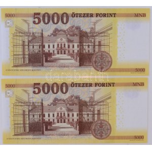 2020. 5000Ft (2x, sorszámkövető alacsony sorszámmal: BG 0000108 - BG 0000109) T:I / Hungary 2020. 5000 Forint (2x...