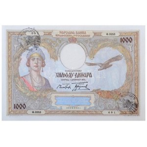 Jugoszlávia 1929. 100D (5x), ebből 4x Karageorge, 1x I. Sándor vízjellel, közte egy hamis felülbélyegzés + 1931. 50D ...