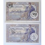 Jugoszlávia 1929. 100D (5x), ebből 4x Karageorge, 1x I. Sándor vízjellel, közte egy hamis felülbélyegzés + 1931. 50D ...