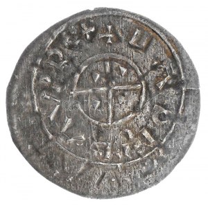 1077-1095. Denár Ag I. László (0,84g) T:1- patina / Hungary 1077-1095. Denar Ag Ladislaus I (0,84g) C...