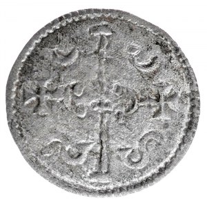 1162-1172. Denár Ag III. István hibrid veret (0,19g) T:2,2- / Hungary 1162-1172. Denar Ag Stephen III...