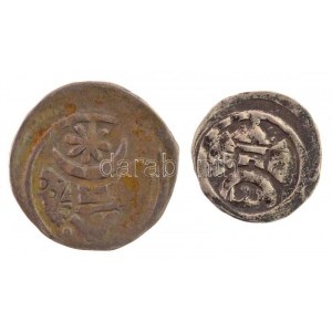 1205-1235. Denar Ag II. András (0,51g) + Obulus Ag II. András (0,32g) T:2,2- patina / Hungary 1205-1235. Denar Ag ...