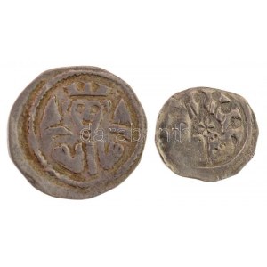 1205-1235. Denár Ag II. András (0,61g) + Obulus Ag II. András (0,26g) T:2,2- / Hungary 1205-1235. Denar Ag ...