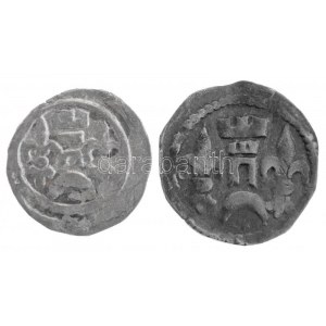 1235-1270. Denár Ag IV. Béla (0,36g) + 1235-1270. Obolus Ag IV. Béla (0,25g) T:2,2- / Hungary 1235-1270. Denar Ag ...