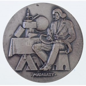 Madarassy Walter (1909-1994) DN Bolyai Farkas 1775-1856 kétoldalas ezüstözött Br plakett (70mm) T:1- / Hungary ND ...
