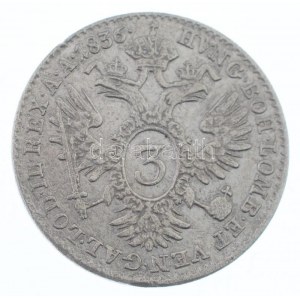 Ausztria 1836A 3kr Ag I. Ferdinánd (1,64g) T:2 ph. / Austria 1836A 3 Kreuzer Ag Ferdinand I (1,64g) C...