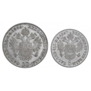 Ausztria 1846A 10kr Ag V. Ferdinánd (3,89g) + 1847A 5kr Ag V. Ferdinánd (2,25g) T:1- / Austria 1846A 10 Kreuzer Ag ...