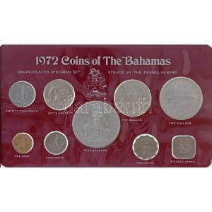 Bahamák 1972. 1c - 5D (9xklf) forgalmi sor, eredeti dísztokban T:1 / Bahamas 1972. 1 Cent - 5 Dollars (9xdiff) coin set...