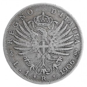 Olaszország 1906R 1L Ag III. Viktor Emanuel T:2,2- / Italy 1906R 1 Lira Ag Vittorio Emanuele III C:XF,VF Krause KM...