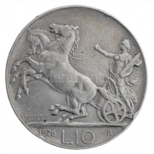 Olaszország 1926R 10L Ag III. Viktor Emánuel T:2,2- ph. / Italy 1926R 10 Lire Ag Vittorio Emanuele C:XF...