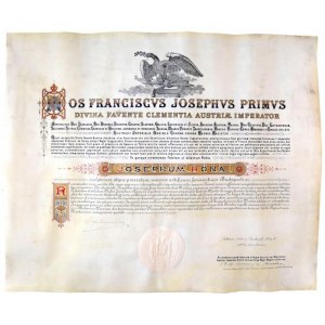 Osztrák Magyar Monarchia 1913. Vaskorona Rend III. osztálya adományozói oklevele, pergamenre írva...