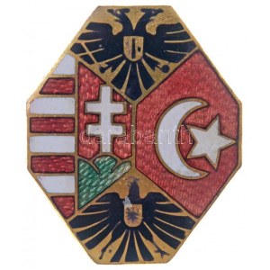 Osztrák-Magyar Monarchia ~1914-1918. zománcozott Br patrióta gomblyukjelvény, hátoldalán Offizielle Kriegsfürsorge ...