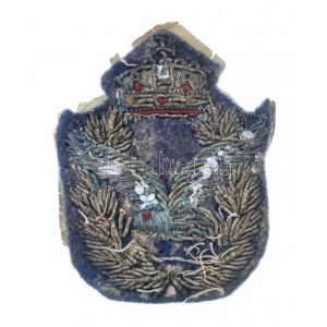 ~1945-1946. Hímzett Tildy-kori tiszti repülős sapkajelvény (60x47mm) T:2- Hungary ~1945-1946. Embroidered officer...